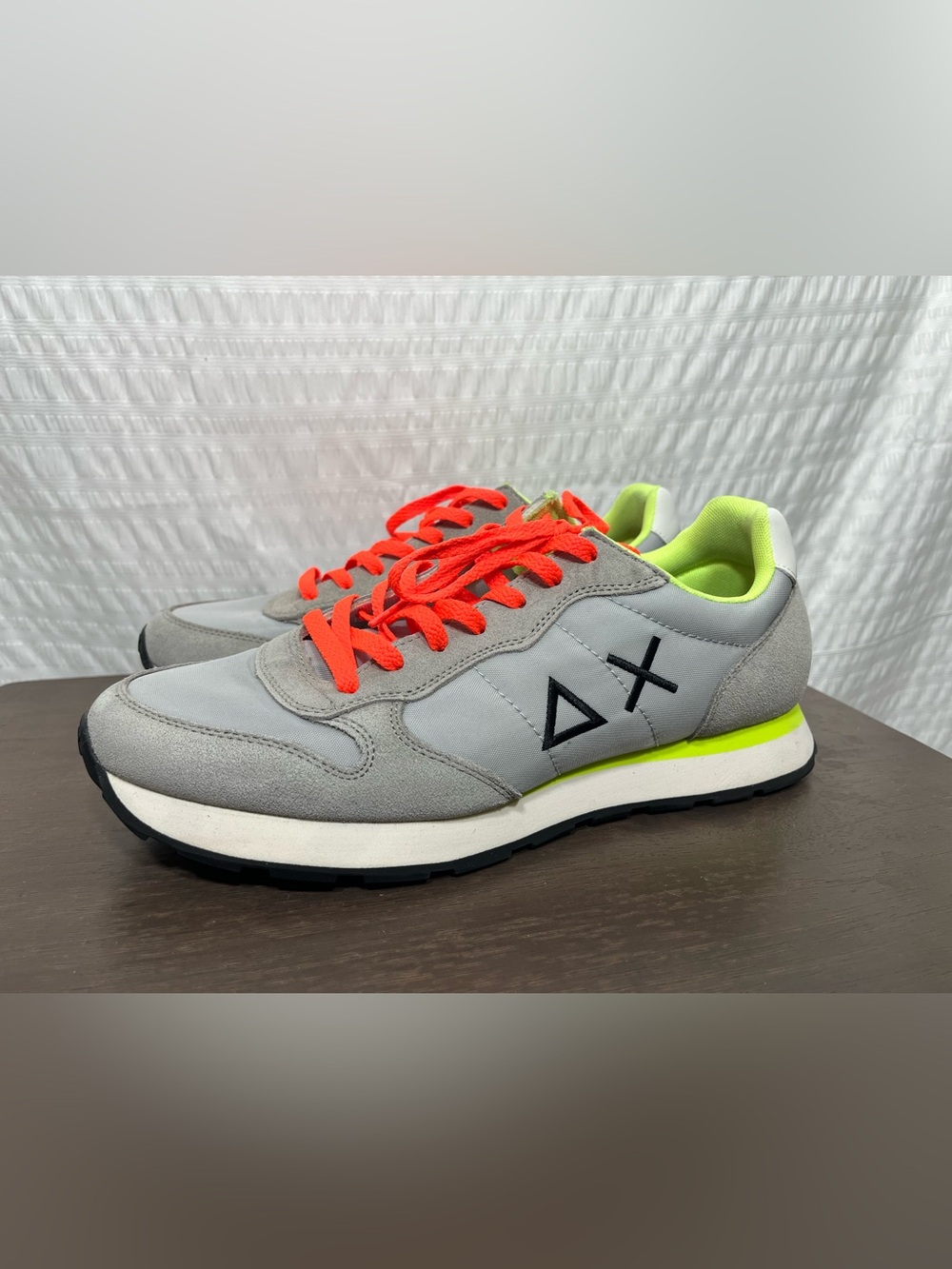 Sun 68 Sneakers Men Grey Neon Green and Orange Size 12.5 US